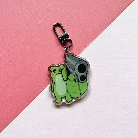Frog with Gun Keychain