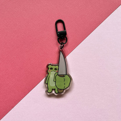 Frog with Big Knife Keychain