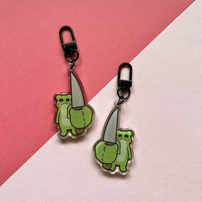 Frog with Big Knife Keychain
