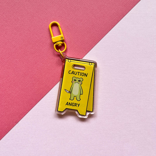 Caution Sign Frog Keychain
