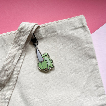 Frog with Big Knife Keychain