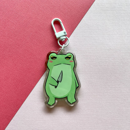 Frog With Knife Keychain