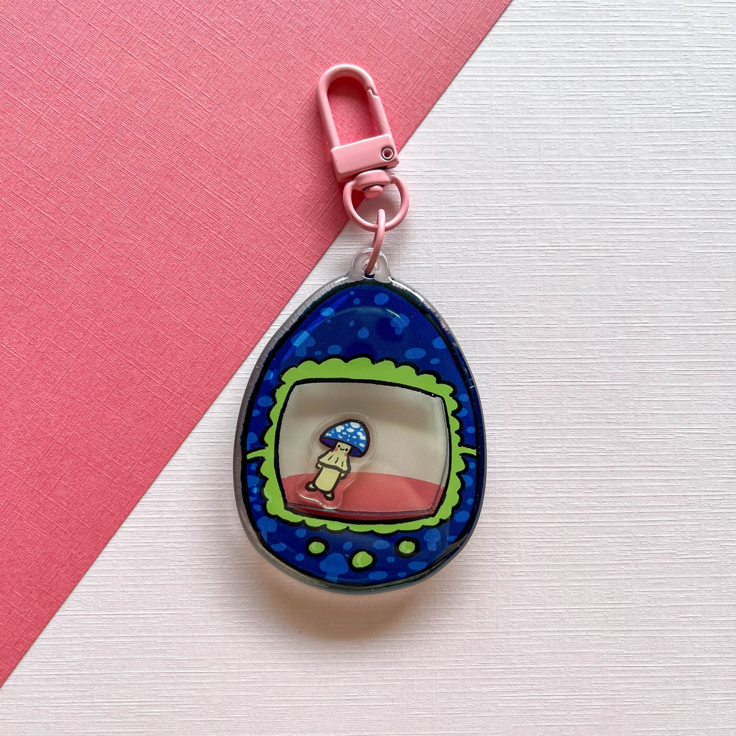 Mushroom Tamagotchi Shaker Keychain