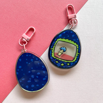 Mushroom Tamagotchi Shaker Keychain