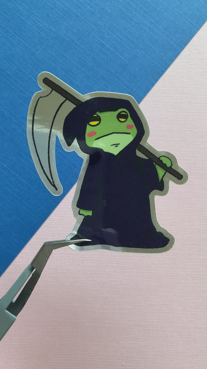 Grim Reaper Frog Mirror Sticker