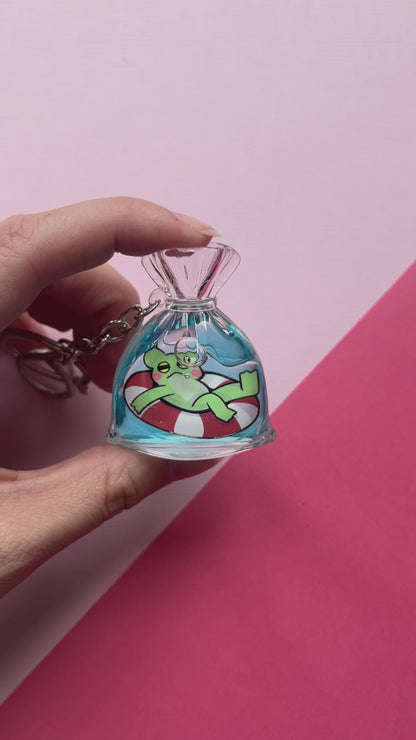 Floating Frog Liquid Keychain